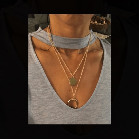 LAST ONE Crescent Coin Double Layer Necklace - Picture 4 of 4